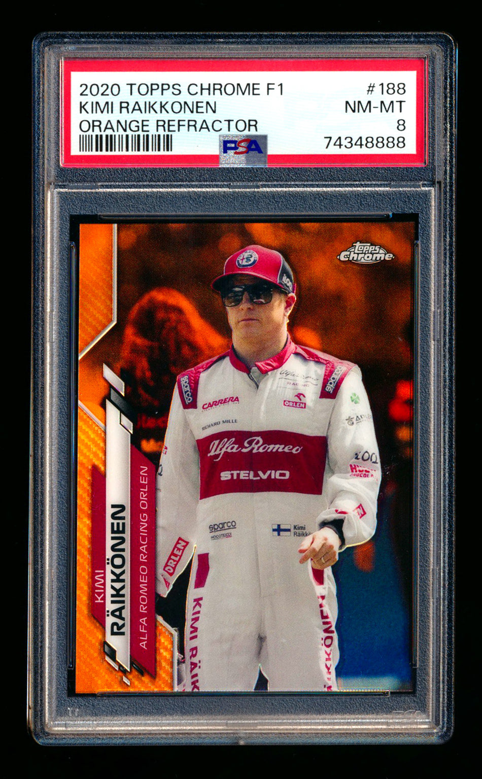 2020 Topps Chrome F1 #188 Kimi Raikkonen RC Orange Refractor #19/25 PSA 8