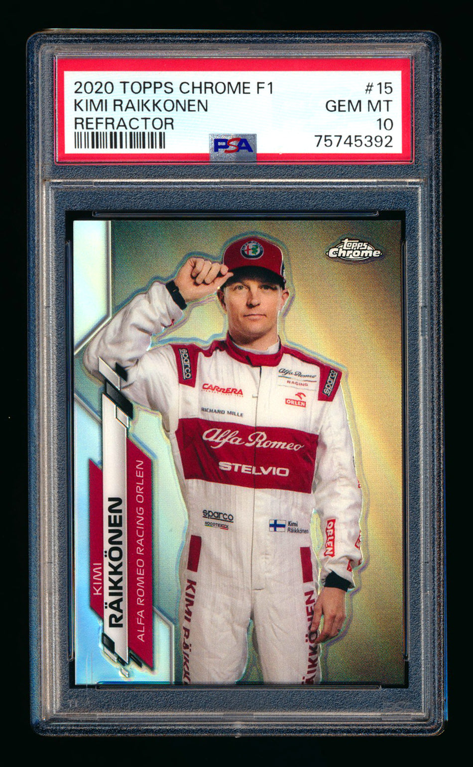 2020 Topps Chrome F1 #15 Kimi Raikkonen RC Refractor Portrait PSA 10 ** (SOLD eBay - $100.00 - 9/27/2025) **