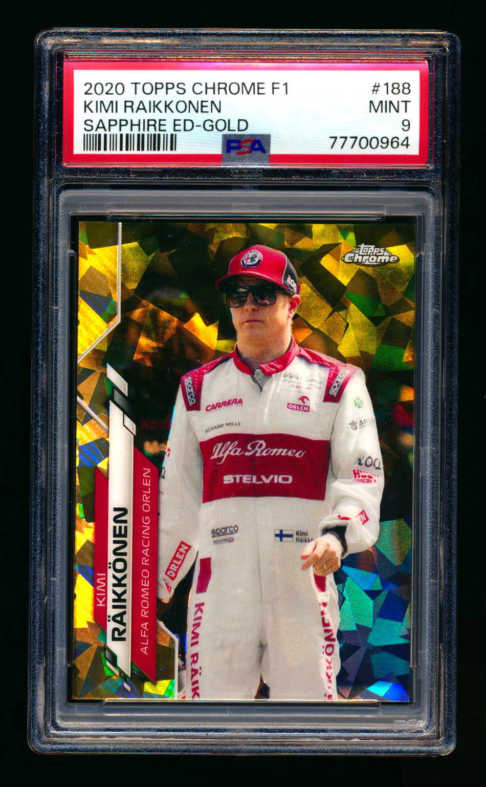 2020 Topps Chrome Sapphire F1 #188 Kimi Raikkonen RC Gold Refractor #08/50 PSA 9 ** (SOLD eBay - $89.00 - 3/11/2025) **