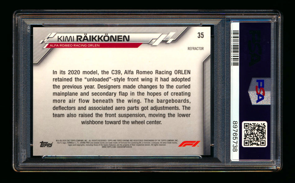 2020 Topps Chrome F1 #35 Kimi Raikkonen RC Refractor PSA 9