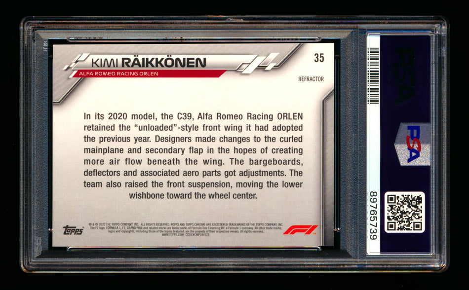 2020 Topps Chrome F1 #35 Kimi Raikkonen RC Refractor PSA 9
