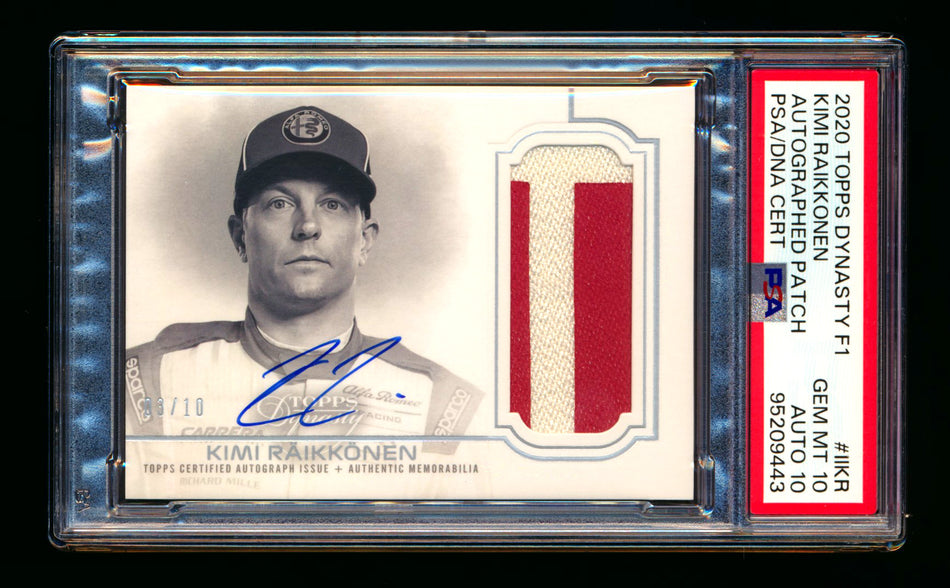 2020 Topps Dynasty F1 #DAP-IIKR Kimi Raikkonen ROOKIE Patch Autograph #03/10 PSA 10 Gem Mint DNA 10 ** (SOLD - $2250.00 - 12/27/2024) **