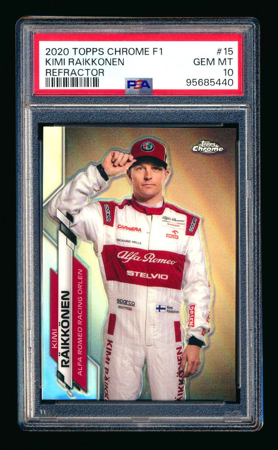 2020 Topps Chrome F1 #15 Kimi Raikkonen RC Refractor Portrait PSA 10