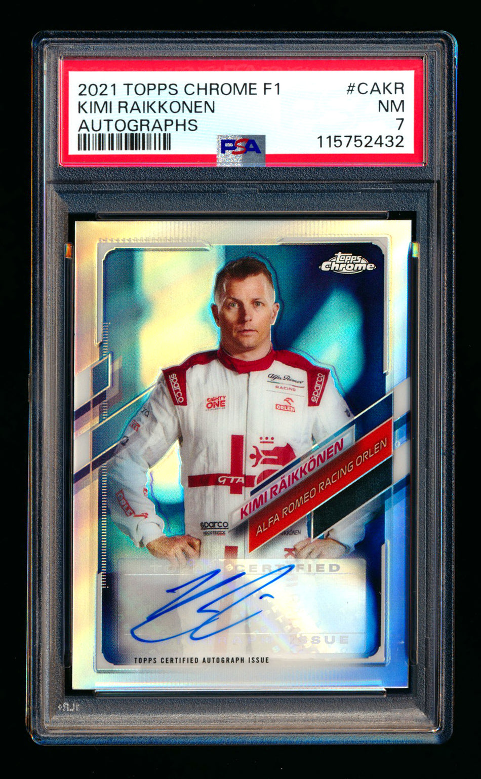 2021 Topps Chrome F1 #CA-KR Kimi Raikkonen Refractor Autograph #30/70 PSA 7