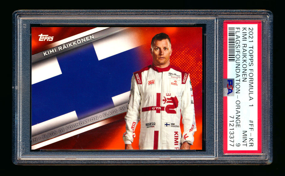 2021 Topps F1 Flags of Foundation #FF-KR Kimi Raikkonen Orange Parallel #11/25 PSA 9 ** (SOLD - $149.00 - 10/28/2024) **