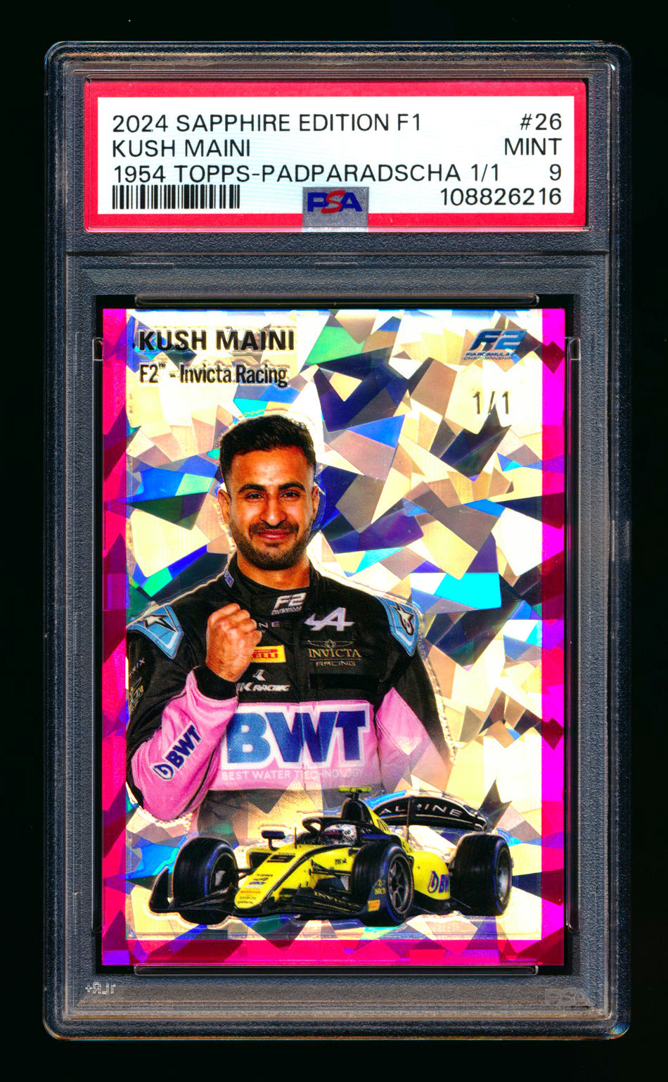 2024 Topps Chrome Sapphire F1 #1954-26 Kush Maini RC Padparadscha Refractor #1/1 PSA 9 - POP 1! ** (SOLD Nationals - $300.00 - 8/3/2025) **