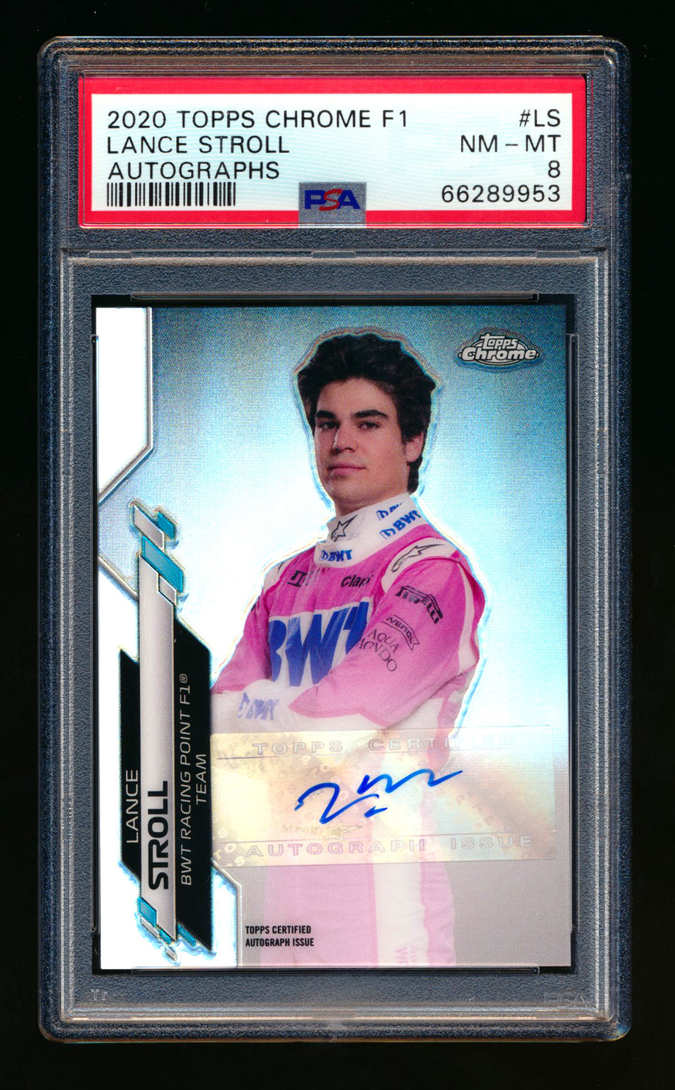 2020 Topps Chrome F1 #F1A-LS Lance Stroll RC Refractor Autograph #80/90 PSA 8