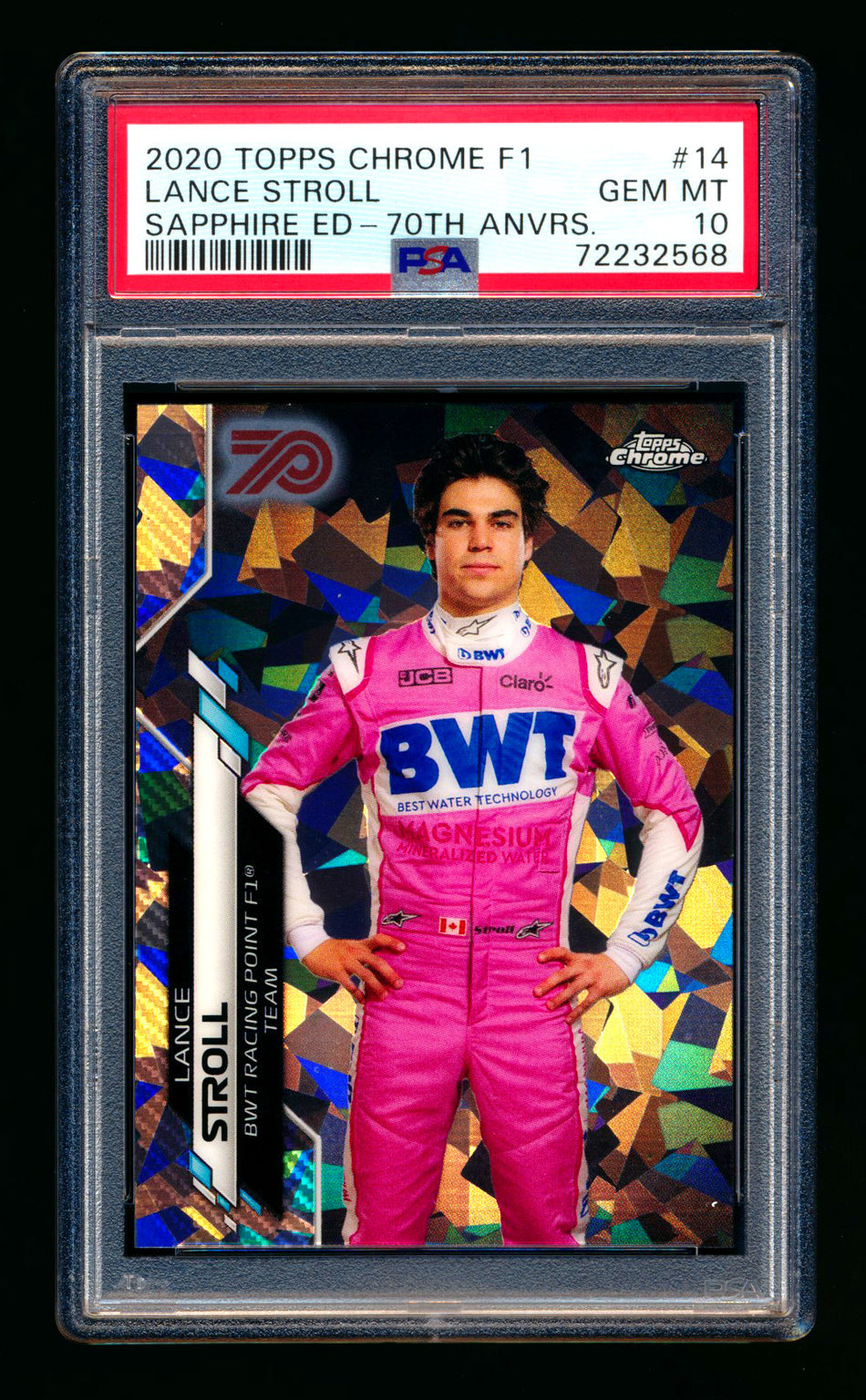 2020 Topps Chrome Sapphire F1 #14 Lance Stroll RC 70th Silver Refractor Portrait #33/70 PSA 10 ** (SOLD - $215.00 - 3/15/2025) **