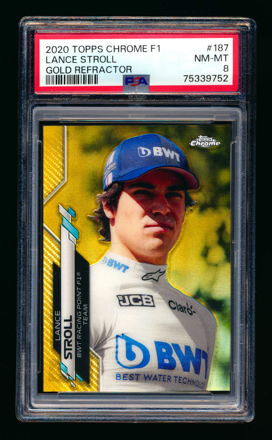 2020 Topps Chrome F1 #187 Lance Stroll RC Gold Refractor #01/50 PSA 8 (First #!)