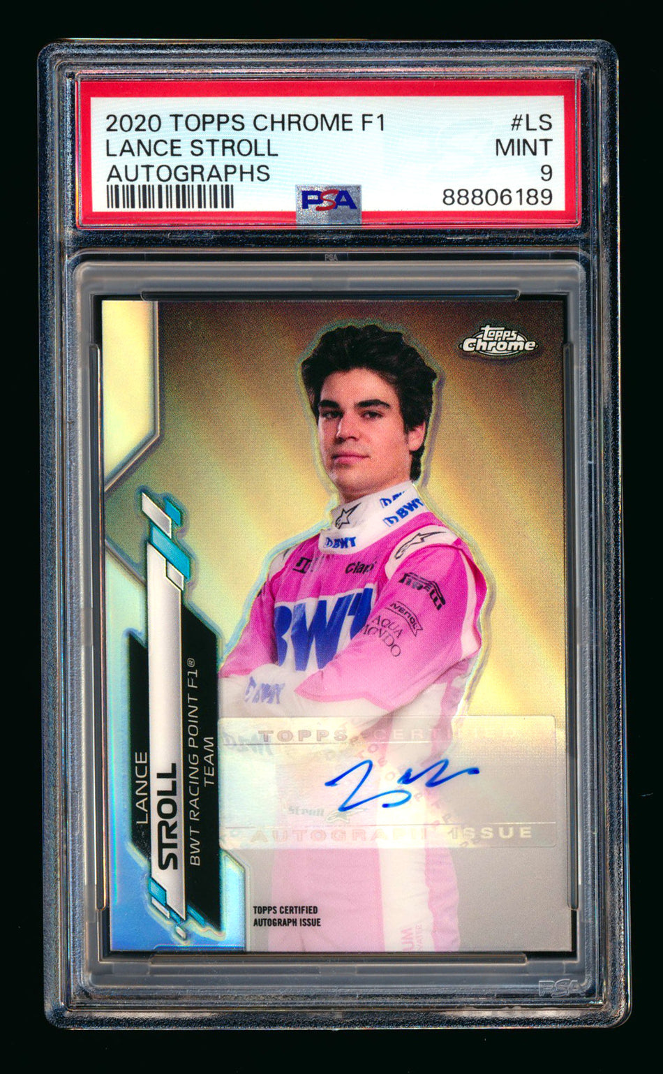 2020 Topps Chrome F1 #F1A-LS Lance Stroll RC Refractor Autograph #89/90 PSA 9