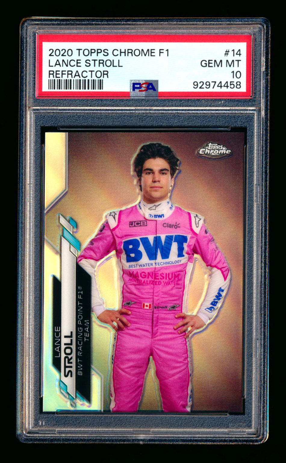 2020 Topps Chrome F1 #14 Lance Stroll RC Refractor Portrait PSA 10