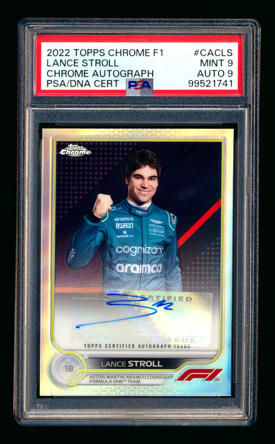 2022 Topps Chrome F1 #CAC-LS Lance Stroll Refractor Autograph PSA 9 DNA 9