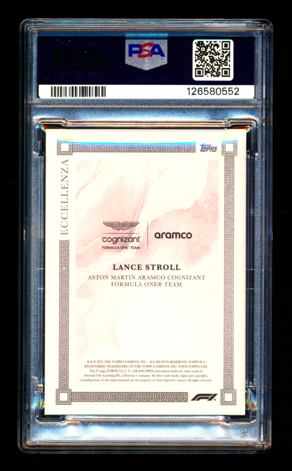 2023 Topps Eccellenza F1 Lance Stroll Red Parallel #01/10 PSA 10 (First #!) ** (SOLD - $251.10 - 5/6/2026) **