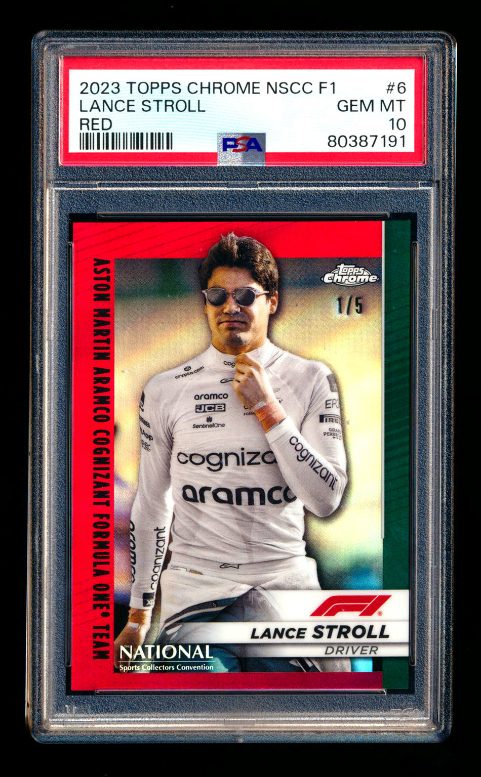 2023 Topps Chrome NSCC F1 #F1-6 Lance Stroll Red Refractor #1/5 PSA 10 (First #!)