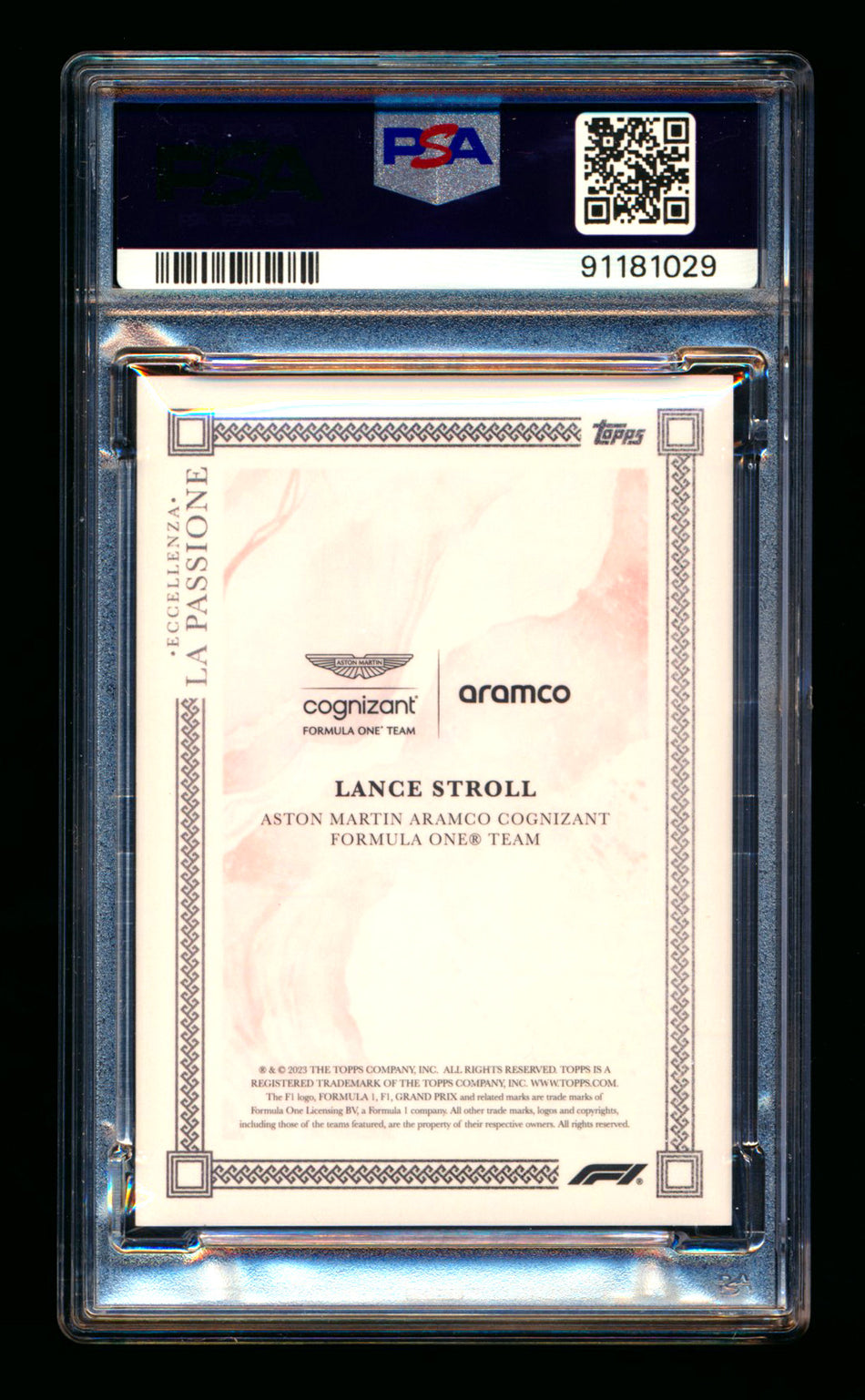 2023 Topps Eccellenza F1 La Passione Lance Stroll Red Parallel #05/10 PSA 9