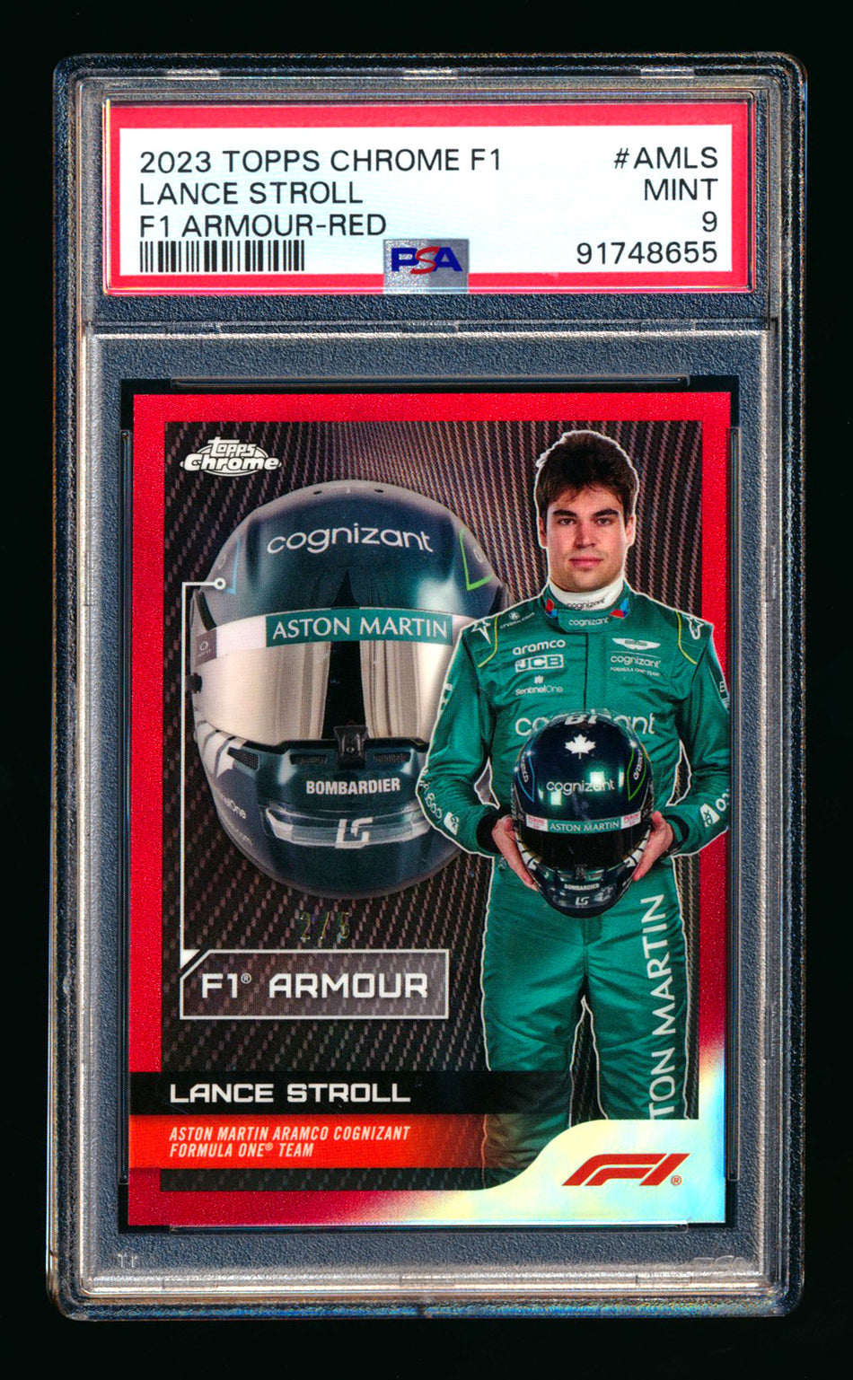 2023 Topps Chrome F1 Armour #AM-LS Lance Stroll Red Refractor #2/5 PSA 9 ** (SOLD - $195.00 - 8/27/2025) **