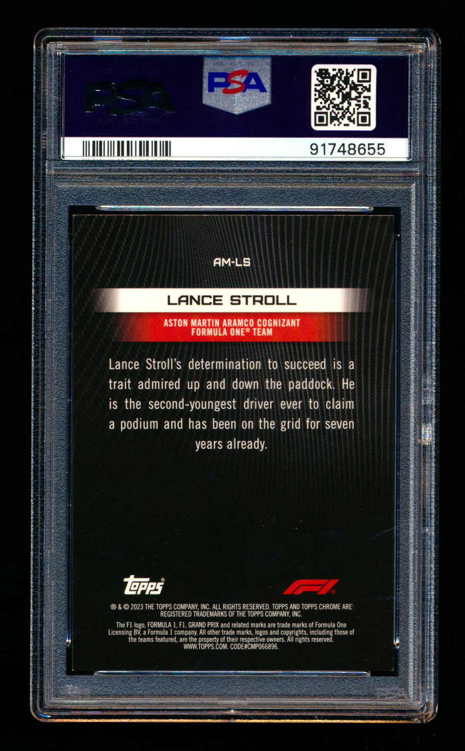 2023 Topps Chrome F1 Armour #AM-LS Lance Stroll Red Refractor #2/5 PSA 9 ** (SOLD - $195.00 - 8/27/2025) **