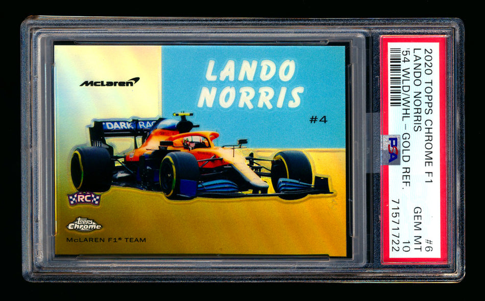 2020 Topps Chrome F1 1954 World on Wheels #54W-6 Lando Norris RC Gold Refractor #07/50 PSA 10 ** (SOLD - $1,250.00 - 11/15/2024) **