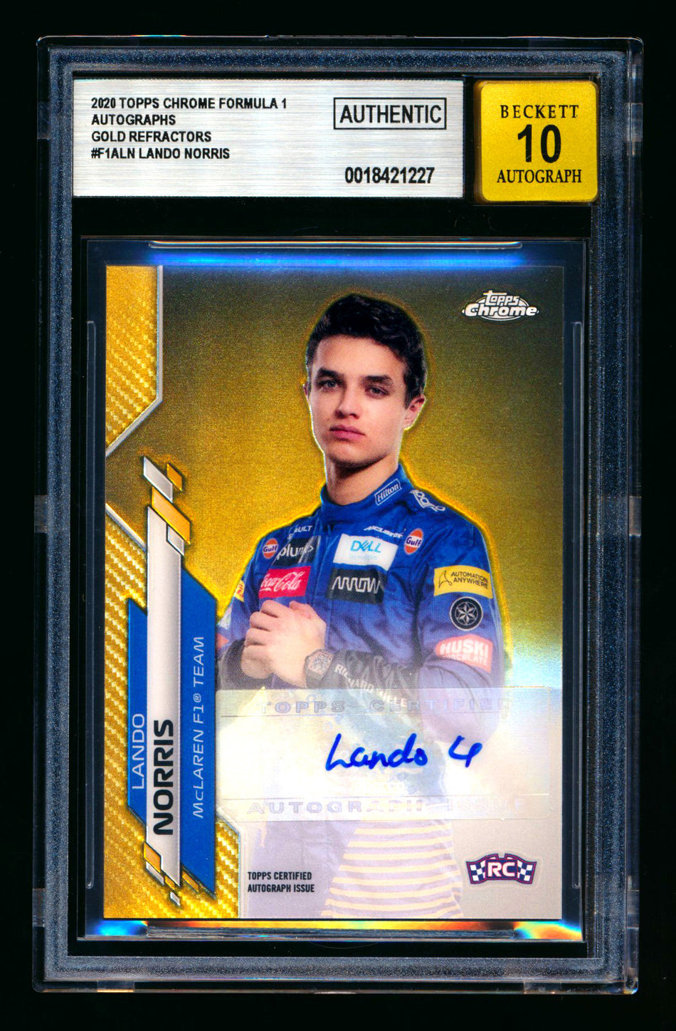 2020 Topps Chrome F1 #F1A-LN Lando Norris RC Gold Refractor Autograph #06/50 BGS Authentic Autograph 10 (Lando 4 Variation) ** (SOLD - $15,000.00 - 12/26/2025) **