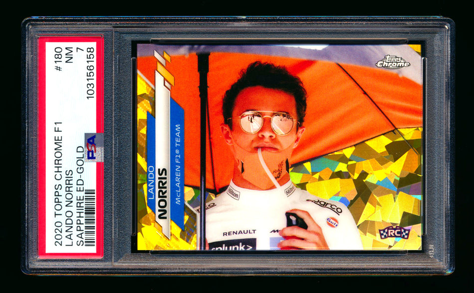 2020 Topps Chrome Sapphire F1 #180 Lando Norris RC Gold Refractor #41/50 PSA 7 ** (SOLD eBay - $119.00 - 7/19/2025) **