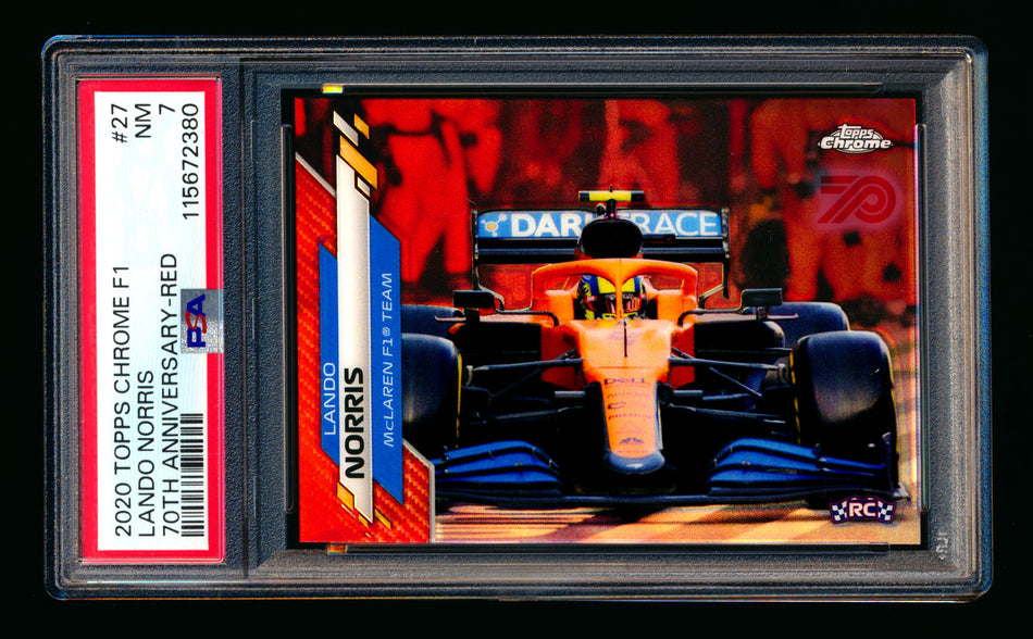 2020 Topps Chrome F1 #27 Lando Norris RC 70th Anniversary Red Refractor PSA 7