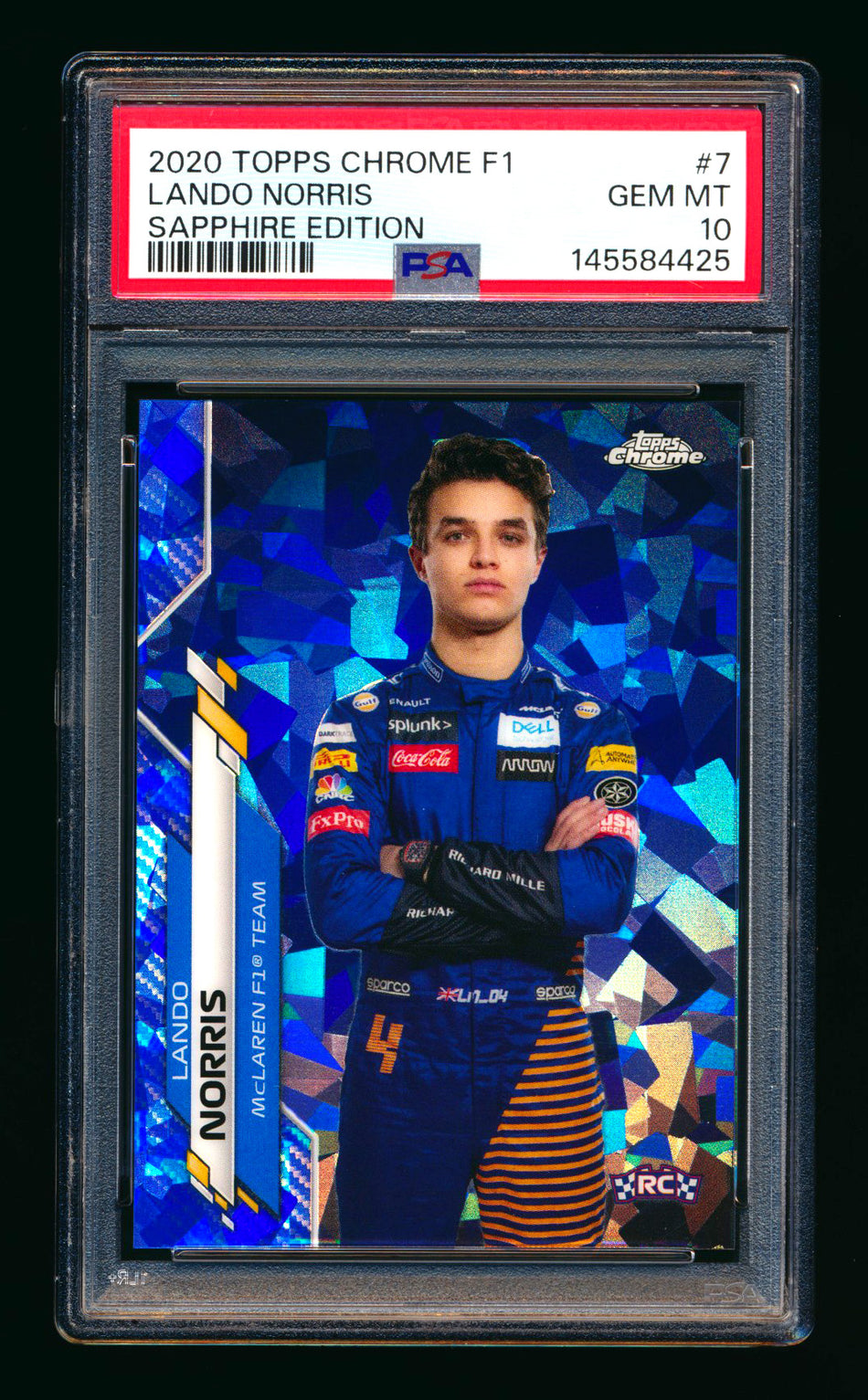 2020 Topps Chrome Sapphire F1 #7 Lando Norris RC Refractor Portrait PSA 10 ** (SOLD eBay - $195.00 - 4/22/2026) **