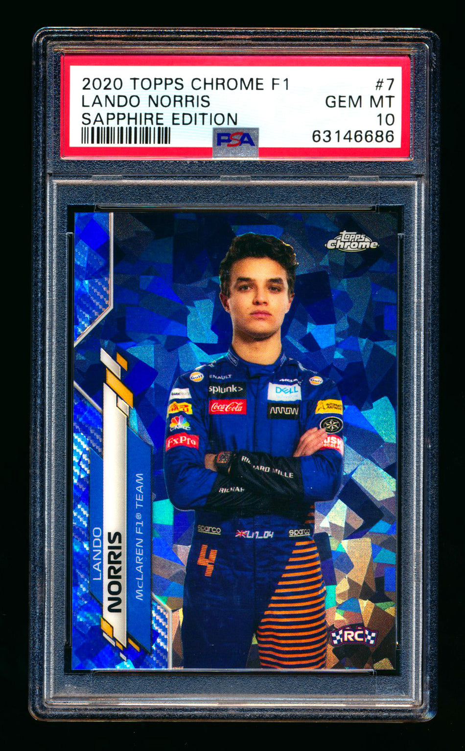 2020 Topps Chrome Sapphire F1 #7 Lando Norris RC Refractor Portrait PSA 10