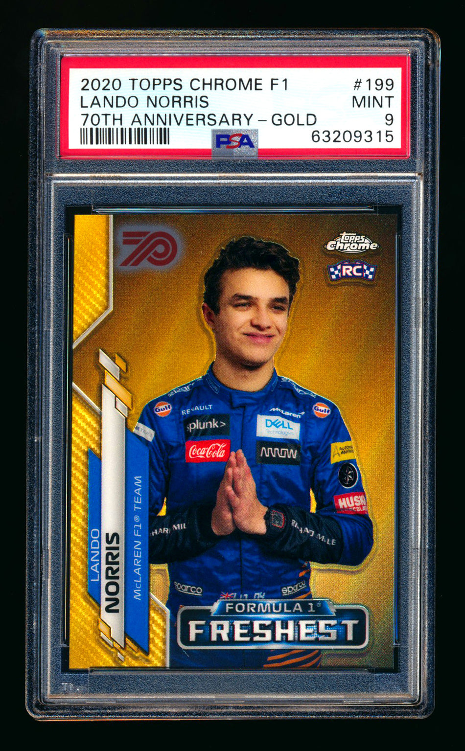 2020 Topps Chrome F1 #199 Lando Norris RC 70th Anniversary Gold Refractor PSA 9 ** (SOLD eBay - $150.00 - 8/27/2025) **