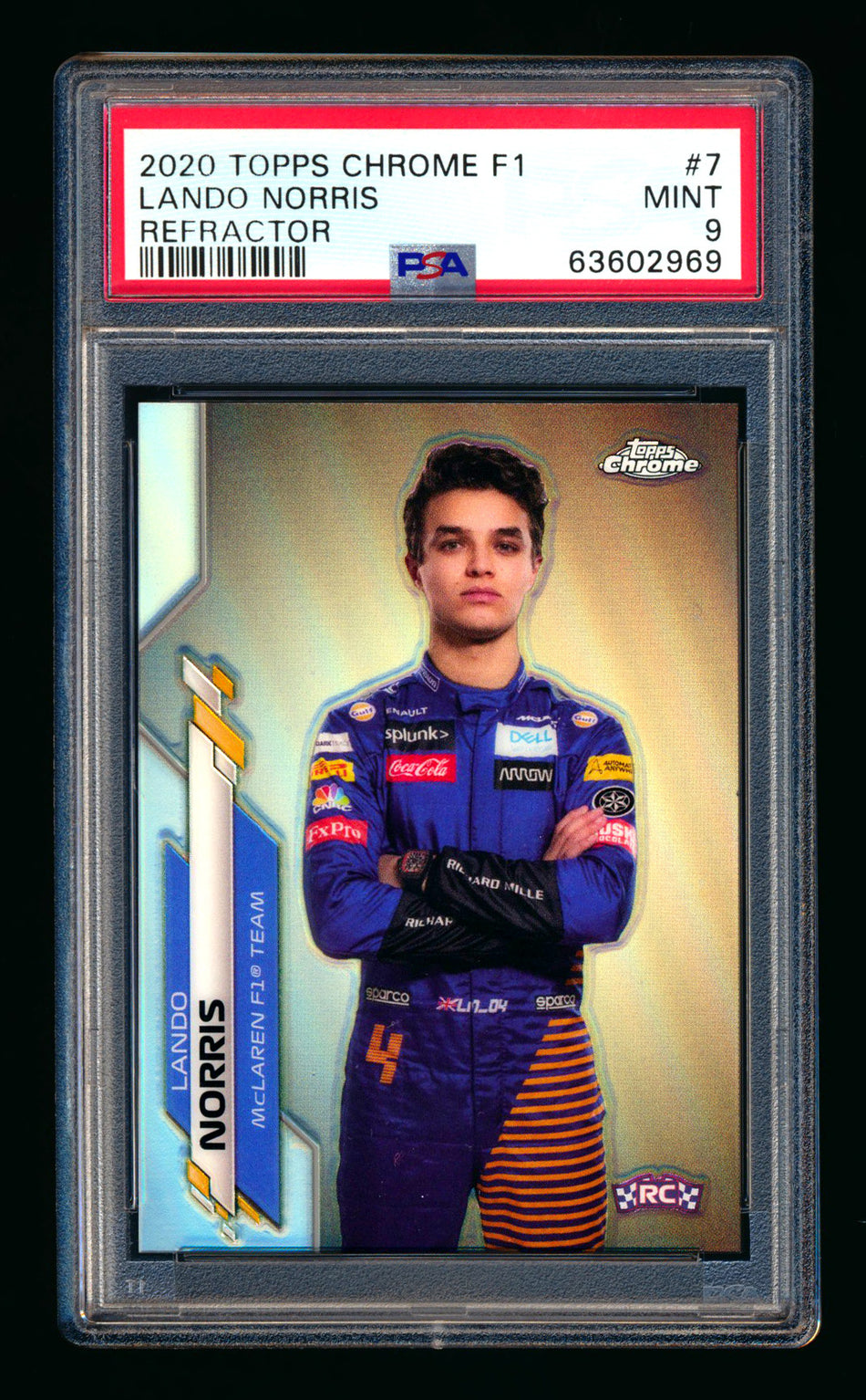 2020 Topps Chrome F1 #7 Lando Norris RC Refractor Portrait PSA 9