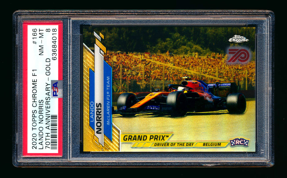 2020 Topps Chrome F1 #166 Lando Norris RC 70th Anniversary Gold Refractor PSA 8 ** (SOLD - $55.00 - 1/3/2025) **