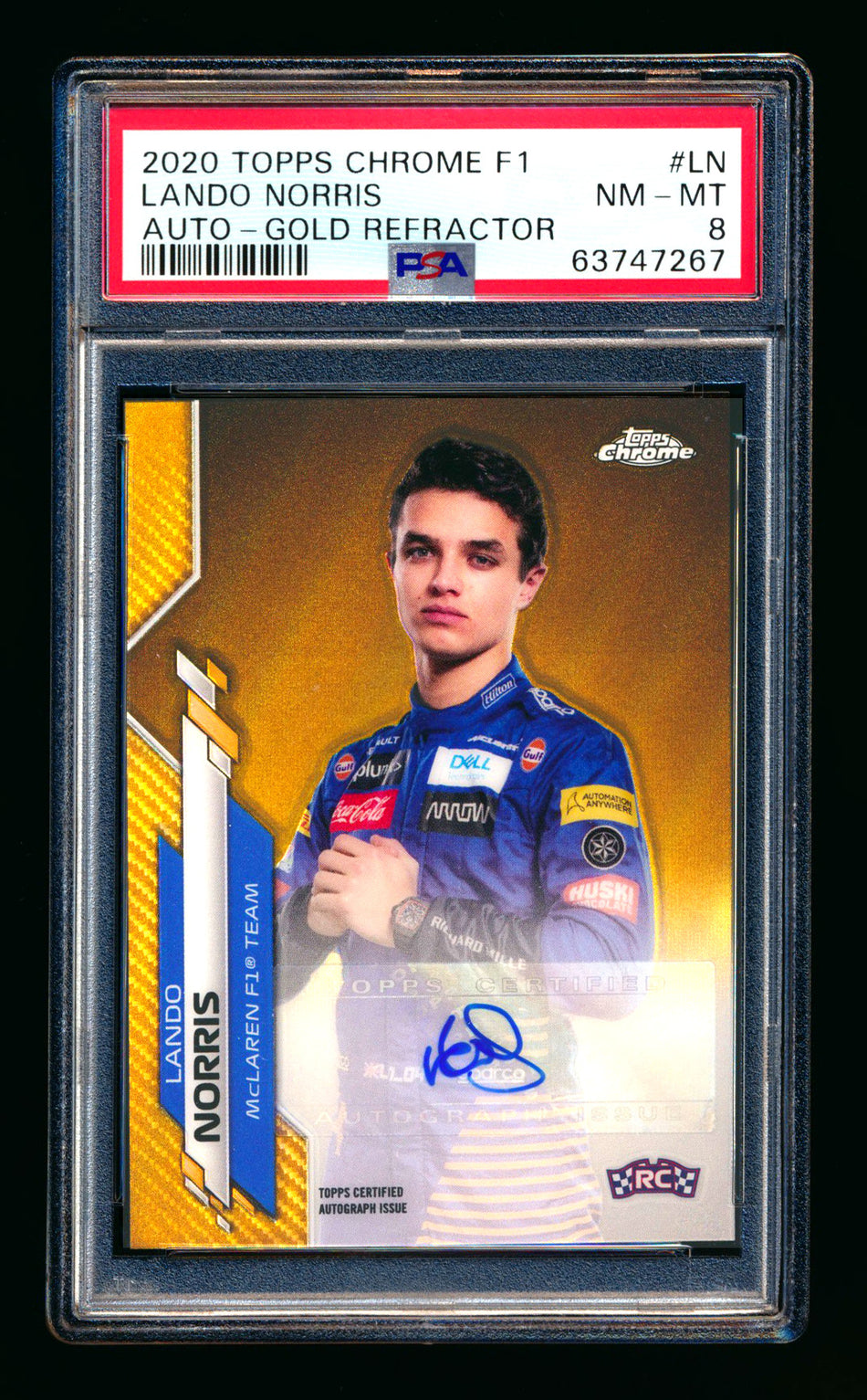 2020 Topps Chrome F1 #F1A-LN Lando Norris RC Gold Refractor Autograph #22/50 PSA 8 ** (SOLD Nationals - $2500.00 - 8/1/2025) **