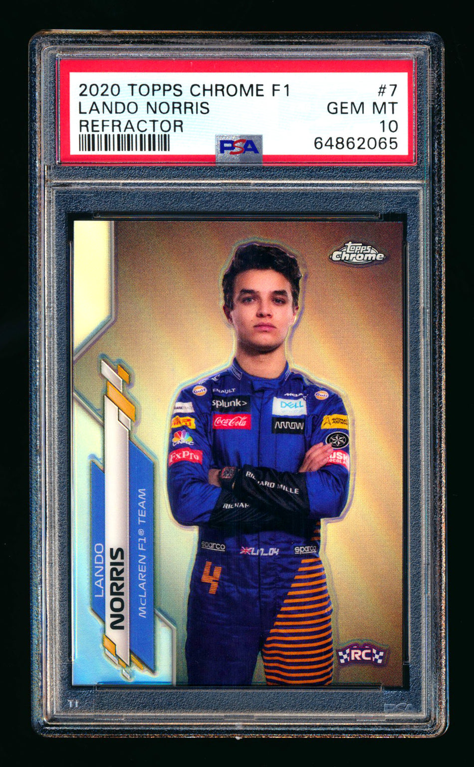 2020 Topps Chrome F1 #7 Lando Norris RC Refractor Portrait PSA 10 ** (SOLD - $395.00 - 8/26/2025) **
