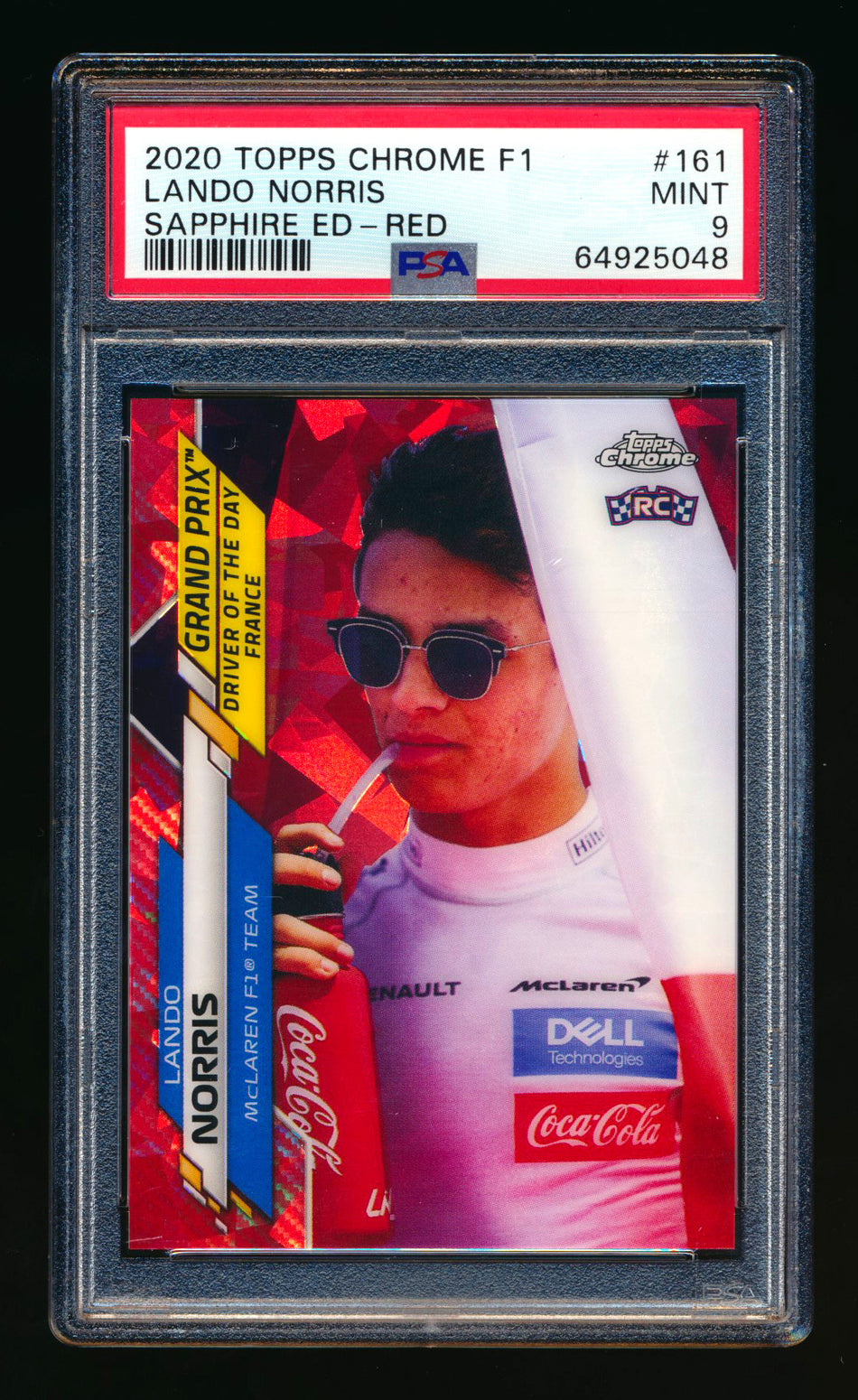 2020 Topps Chrome Sapphire F1 #161 Lando Norris RC Red Refractor #3/5 PSA 9 ** (SOLD - $750.00 - 1/10/2025) **