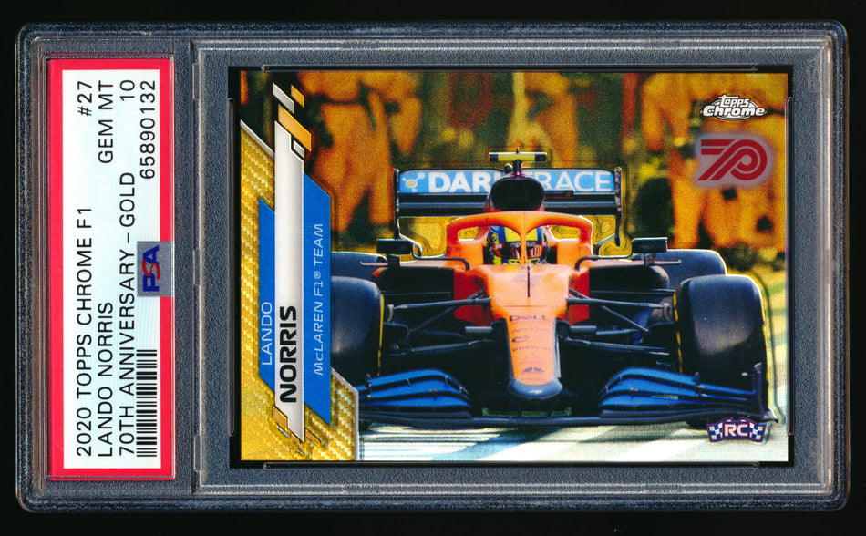 2020 Topps Chrome F1 #27 Lando Norris RC 70th Anniversary Gold Refractor PSA 10