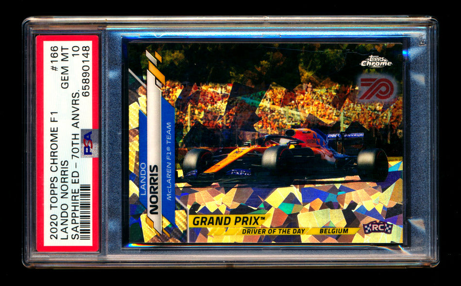 2020 Topps Chrome Sapphire F1 #166 Lando Norris RC 70th Silver Refractor #11/70 PSA 10 - POP 1! ** (SOLD Nationals - $210.00 - 7/31/2025) **