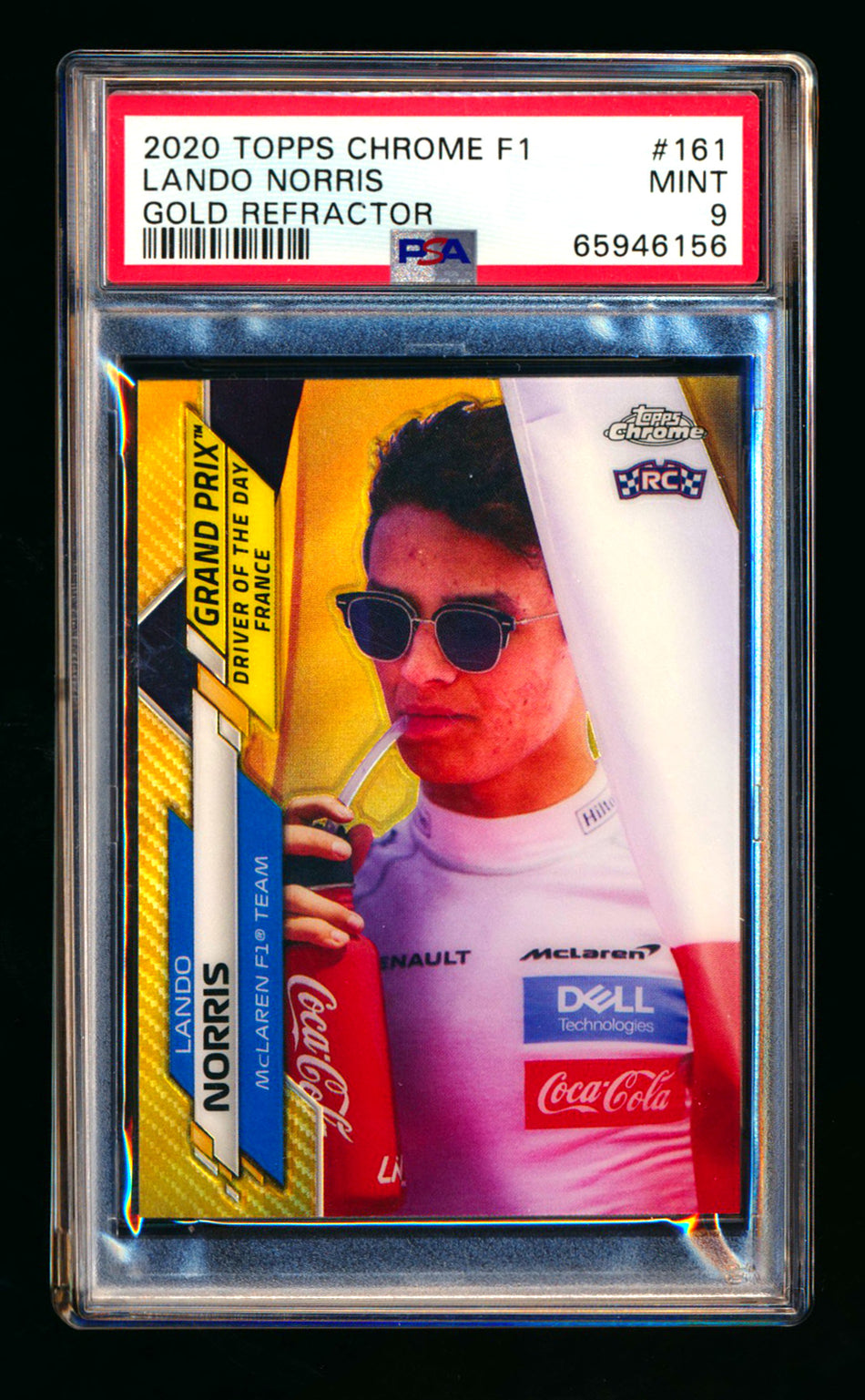 2020 Topps Chrome F1 #161 Lando Norris RC Gold Refractor #30/50 PSA 9
