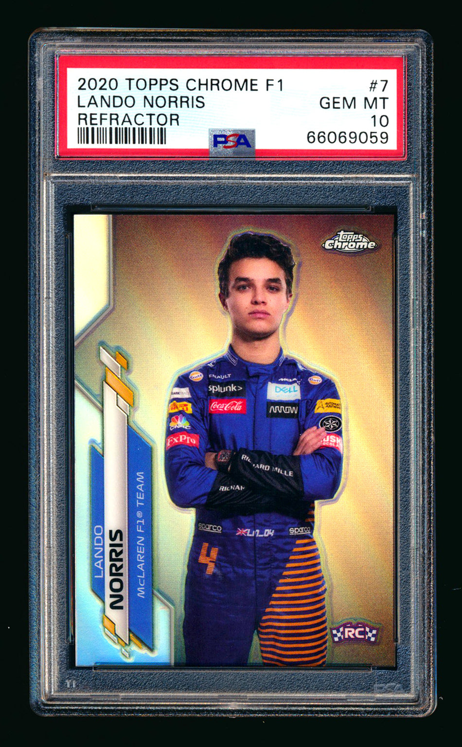 2020 Topps Chrome F1 #7 Lando Norris RC Refractor Portrait PSA 10