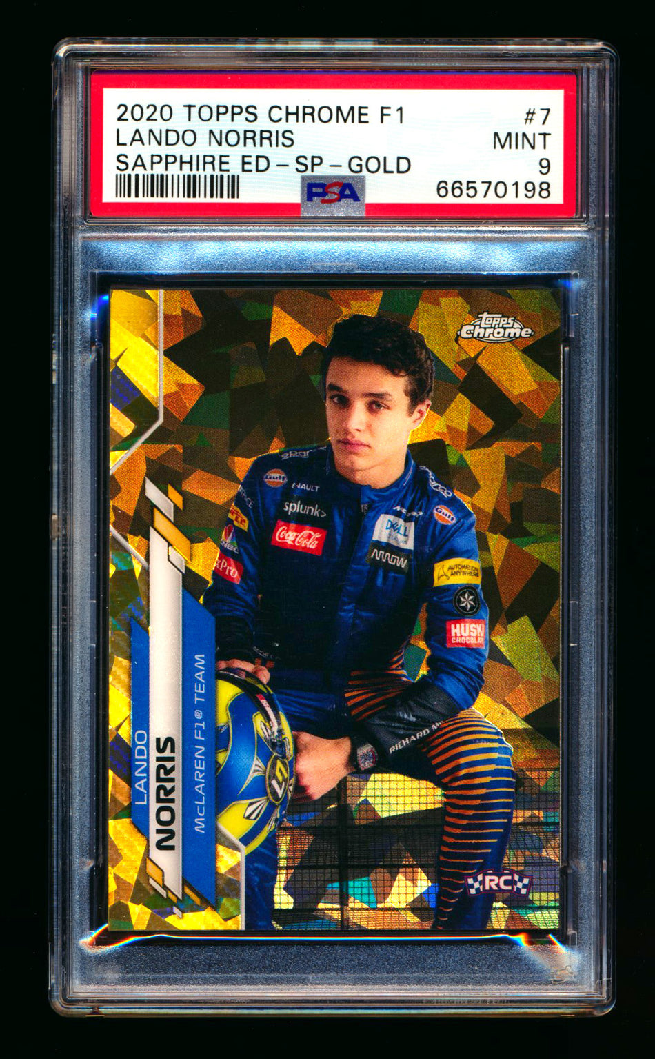 2020 Topps Chrome Sapphire F1 #7 Lando Norris RC Gold Refractor Image Variation SP #48/50 PSA 9