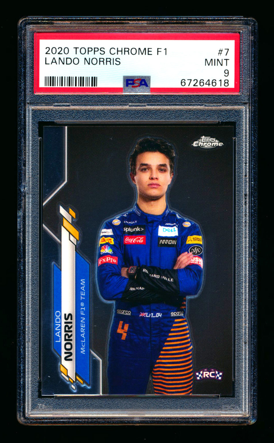 2020 Topps Chrome F1 #7 Lando Norris RC Portrait PSA 9