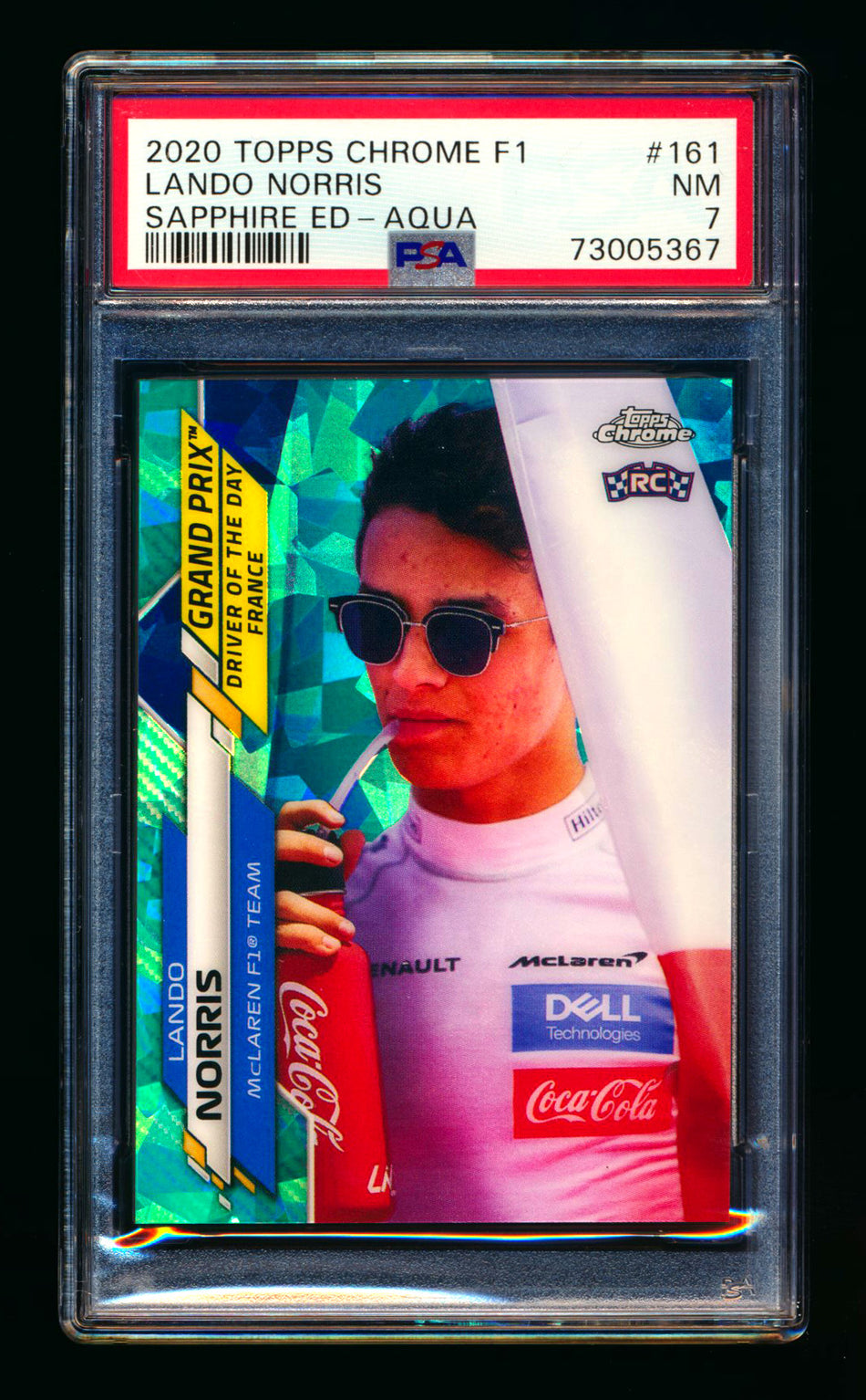 2020 Topps Chrome Sapphire F1 #161 Lando Norris RC Aqua Refractor #12/99 PSA 7 ** (SOLD eBay - $40.00 - 12/31/2024) **