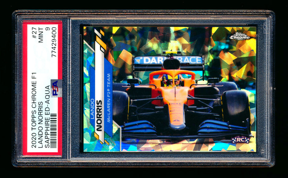 2020 Topps Chrome Sapphire F1 #27 Lando Norris RC Aqua Refractor #25/99 PSA 9 ** (SOLD Nationals - $70.00 - 7/31/2025) **