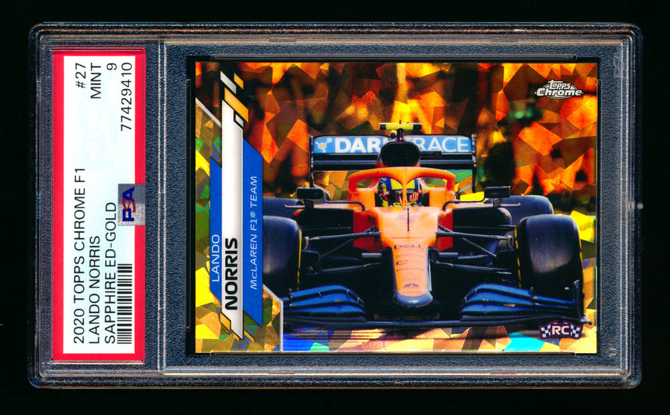 2020 Topps Chrome Sapphire F1 #27 Lando Norris RC Gold Refractor #08/50 PSA 9 ** (SOLD Nationals - $145.00 - 8/1/2025) **