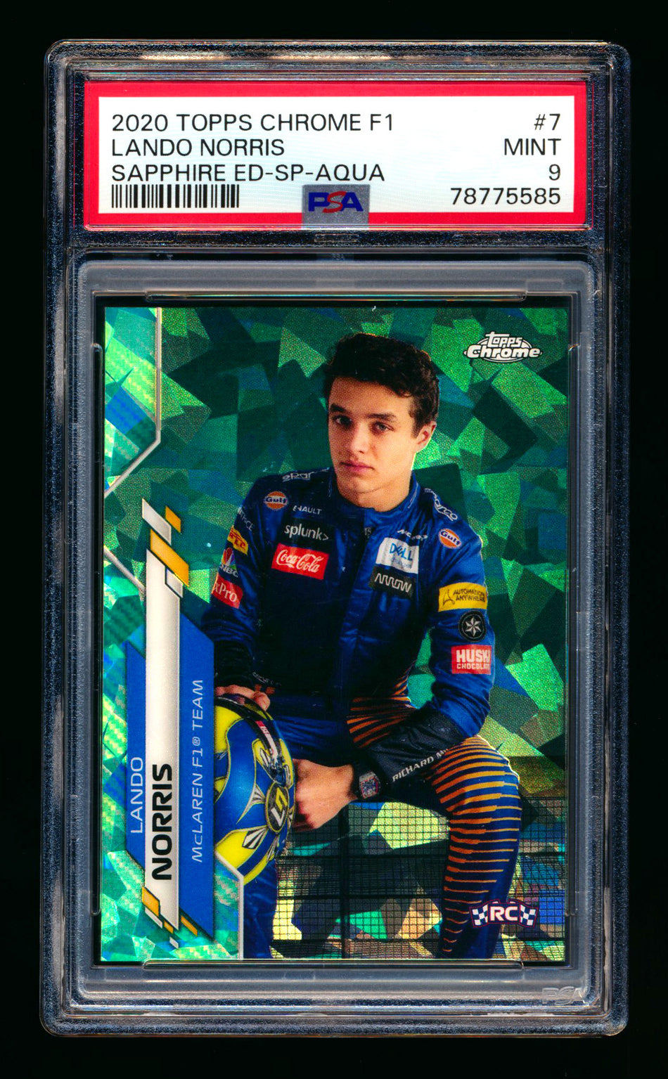 2020 Topps Chrome Sapphire F1 #7 Lando Norris RC Aqua Refractor Image Variation SP #81/99 PSA 9 ** (SOLD WCCS - $460.00 - 8/22/2025) **
