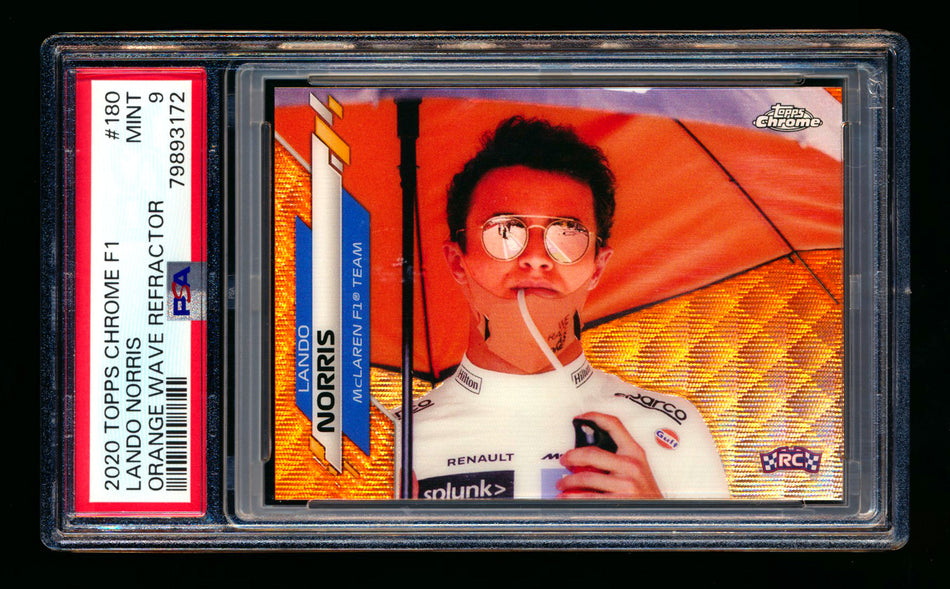 2020 Topps Chrome F1 #180 Lando Norris RC Orange Wave Refractor #01/25 PSA 9 (First #!)