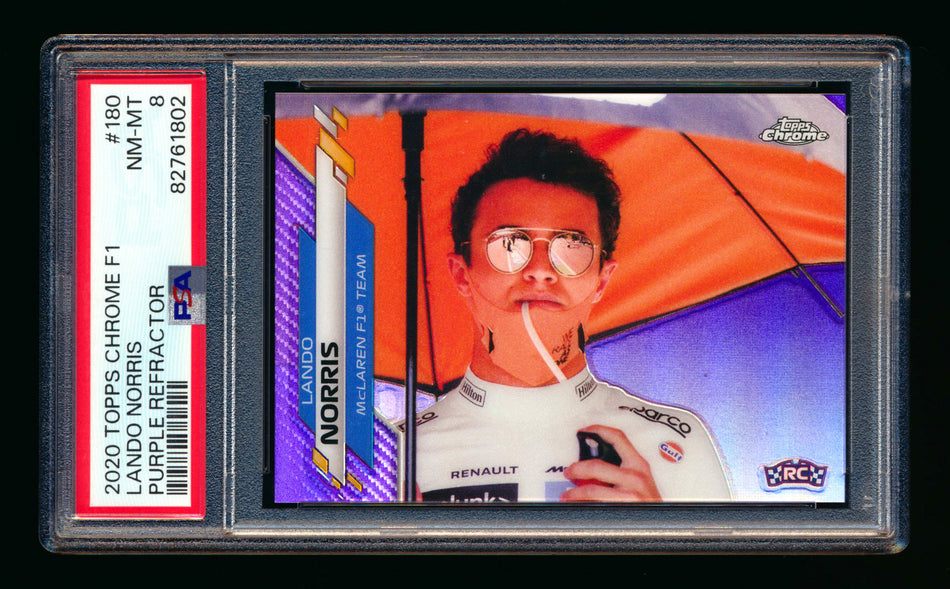 2020 Topps Chrome F1 #180 Lando Norris RC Purple Refractor #040/399 PSA 8 ** (SOLD - $29.00 - 10/23/2024) **
