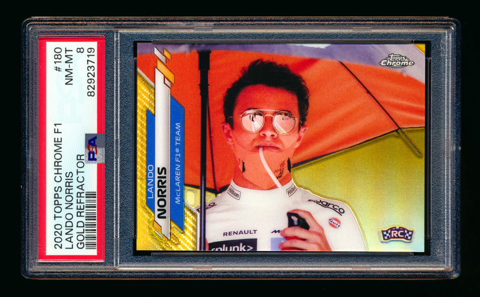 2020 Topps Chrome F1 #180 Lando Norris RC Gold Refractor #14/50 PSA 8