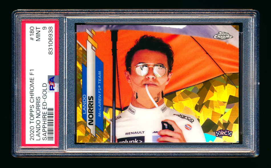 2020 Topps Chrome Sapphire F1 #180 Lando Norris RC Gold Refractor #25/50 PSA 9