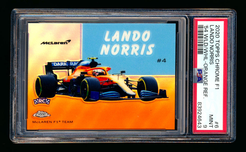2020 Topps Chrome F1 1954 World on Wheels #54W-6 Lando Norris RC Orange Refractor #03/25 PSA 9 ** (SOLD - $600.00 - 1/2/2025) **