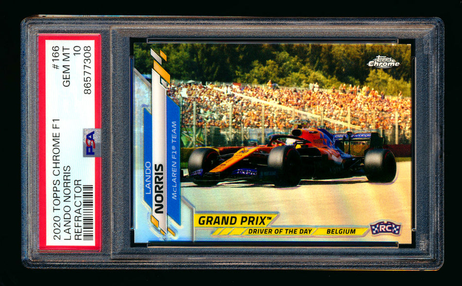 2020 Topps Chrome F1 #166 Lando Norris RC Refractor PSA 10 ** (SOLD eBay - $95.00 - 9/29/2025) **