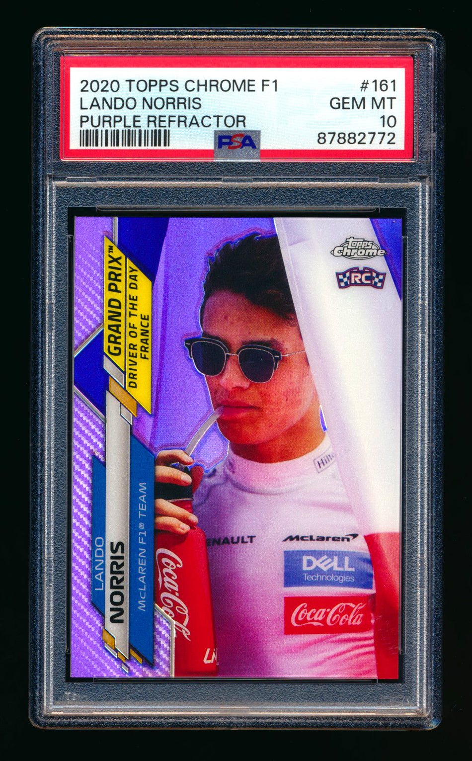 2020 Topps Chrome F1 #161 Lando Norris RC Purple Refractor #210/399 PSA 10 ** (SOLD - $149.00 - 10/23/2024) **